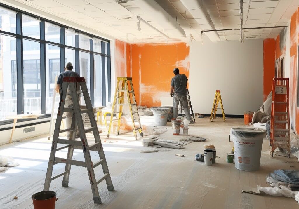 commercial painters painting an office